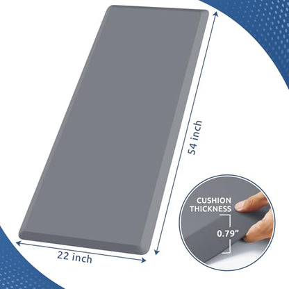0.8" Thick Kitchen Mat Cushioned Anti Fatigue Rug Comfort Floor Mats (Grey / 54"L x 22"W x 0.8"Th)