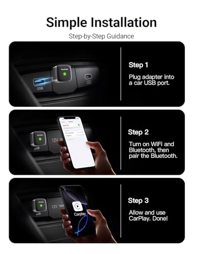 Mini Wireless CarPlay Adapter for Carplay and Android Auto 2 (Gray)
