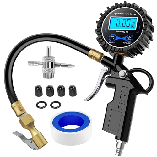Digital Tire Inflator Portable Pressure Gauge 250 PSI Air Chuck (Tire Inflator Gauge Style 1)