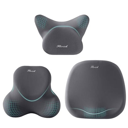 Car Seat Cushion and Lumbar Support Pillow for Office Chair Car (Deepgray / 3 Pieces)
