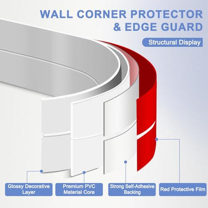 Wall Corner Protector Moulding Trim Peel and Stick (Silver / 0.8 In x 20 Ft)