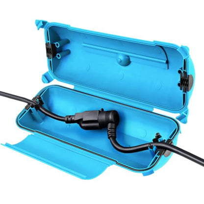 Outdoor Extension Cord Safety Cover (Blue / Medium Box: 9.5" L x 3" W x 2.9" H)