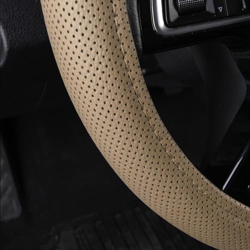 Classical Leather Automotive Universal Steering Wheel Covers (Pure Beige)