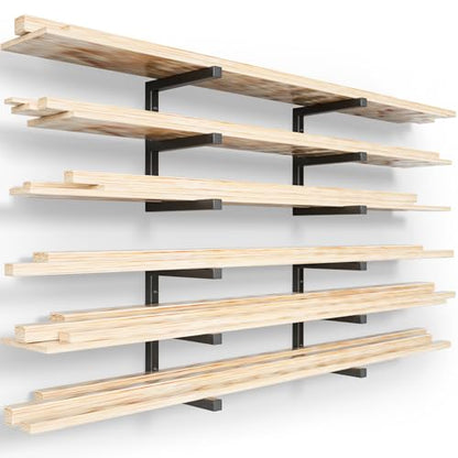 Wood Organizer and Lumber Storage Rack Wall Mount (1Black - 6 Level)