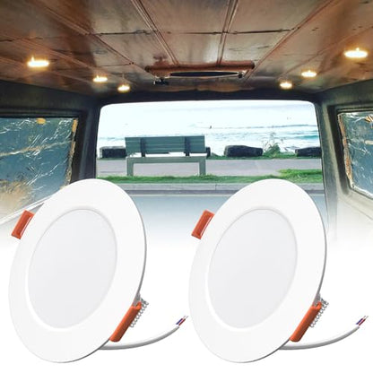 2 Pack RV Recessed LED Ceiling Lights 12V 3” (3000K 2-Pack)
