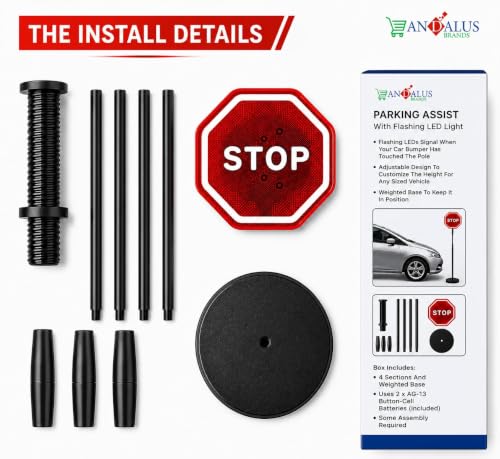 Flashing LED Stop Sign Garage Parking Assistant System (Black & Red - 1 Pack)
