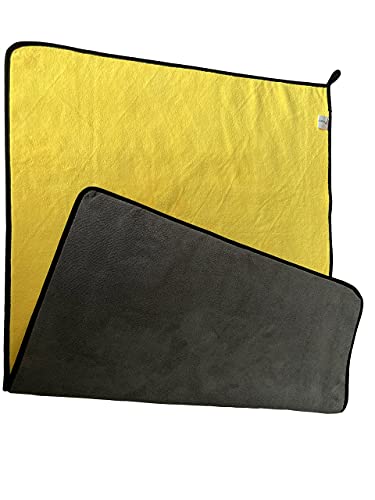 Large Microfiber Drying Towel for Car (36 X 24inches,grey-yellow,1pack)