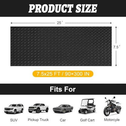 7.5x25 FT Garage Floor Mat (Black / 7.5x25 FT)