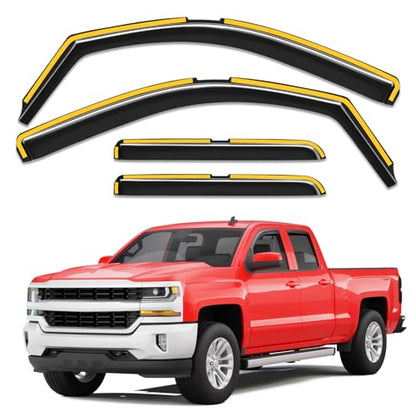 Window Visors Rain Guard for Chevy Silverado (Fit for 2014-2019 Silverado/GMC Sierra Double Cab)
