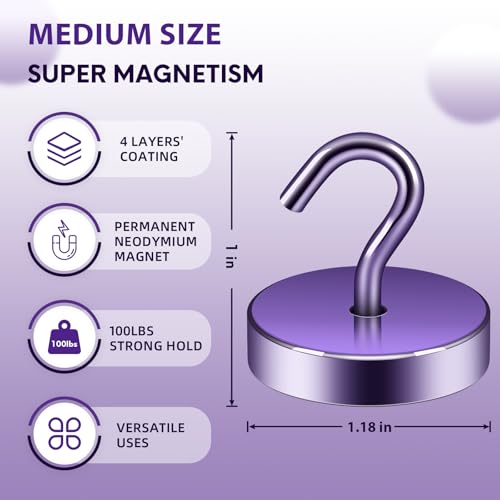 Magnetic Hooks Steel Tube Design for Cruise (Purple / 100lb Magnetic Hooks)