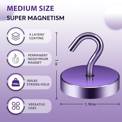 Magnetic Hooks Steel Tube Design for Cruise (Purple / 100lb Magnetic Hooks)