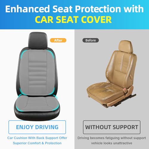 Car Seat Cushion with Back Support Pillow (Gray)