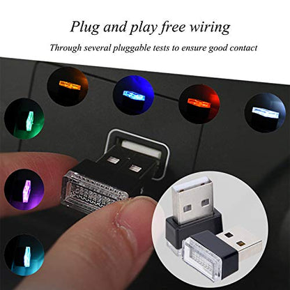 2 Pcs Blue Universal Mini USB LED Car Interior Ambient (Blue)