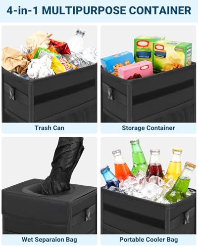 Car Trash Can with Lid (4 Gallons / Black)