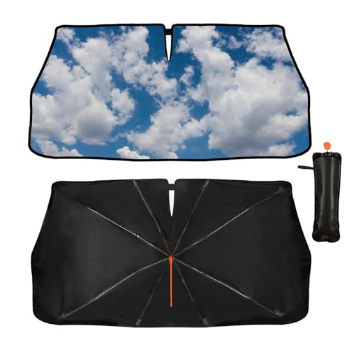 Blue Sky Clouds Car Windshield Sunshade Umbrella Car Foldable Umbrella Sunshade for Front Window UV Reflector Auto Windshield Umbrella Sun Shades Cover for Most Vehicles 57'' X 30'' (57'' X 30'' / style-AB5)