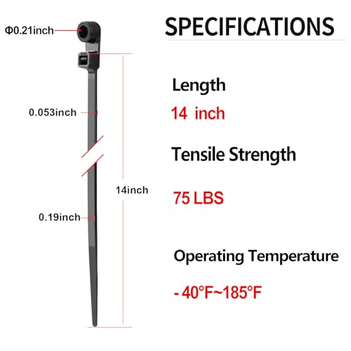 1000 PCS 14 inch Black Zip Ties with Screw Hole 70lbs Mountable head Cable Ties Straps Multipurpose Heavy Duty Nylon Cable Zip Ties with Screw Mounting Hole (Black / 14 Inch (1000PCS))
