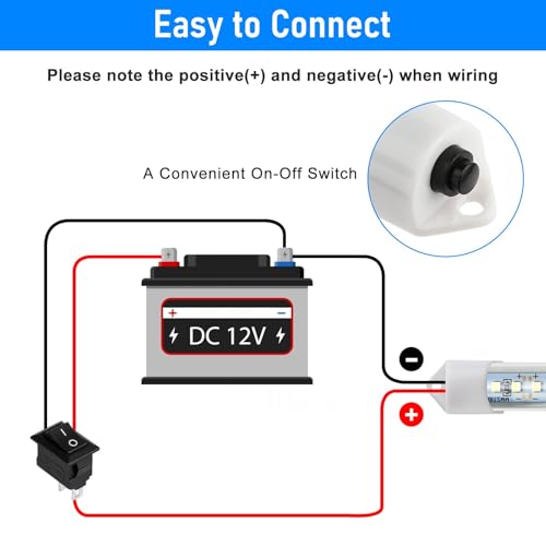 2PC 12V LED Interior Light Bar 6500K 700LM with Switch for RV Van (2PCS DIY Switch)