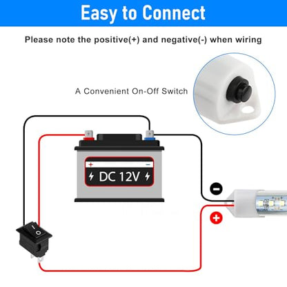 2PC 12V LED Interior Light Bar 6500K 700LM with Switch for RV Van (2PCS DIY Switch)
