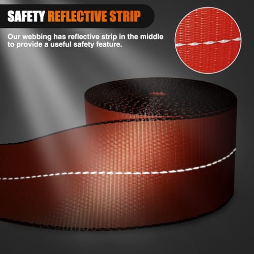 Truck Straps 4" x 30' Heavy Duty Tie Down with Flat Hooks (10Pcs 4in x 30ft Truck Straps Red)
