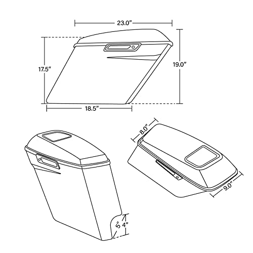 Motorcycle 5" Stretched Saddlebags Fit For Harley Touring 2014 (5" Stretched Bags-Vivid Black W/ Black Latches & 6x9 Lids)