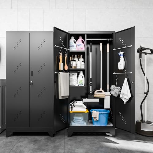 Metal Garage Storage Cabinet (75"h Black)