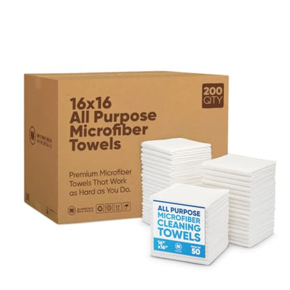 Bulk 16" x 16" All Purpose Towels Case Quantity (White-200 Qty / 200 Pack)