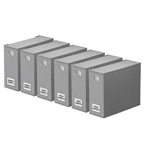 6 Pack Bed Sheet Organizers and Storage (6 pcs / Gray)