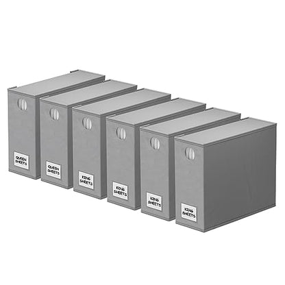 6 Pack Bed Sheet Organizers and Storage (6 pcs / Gray)