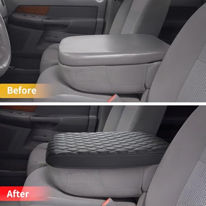 Custom Fit Center Console Cover for Dodge RAM 1500 2500 3500 2002 2003 2004 2005 2006 2007 2008 2009 2010 2011 2012 with Jump Seat (PVC Leather-Black / for Jump Seat 2002-2012 Ram 1500-3500)