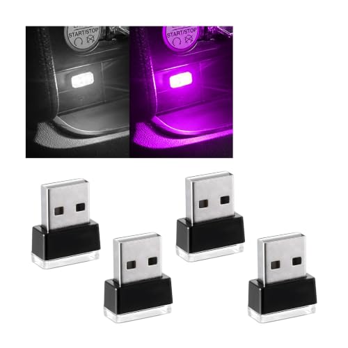 4 PCS USB LED Car Interior Atmosphere Lamp (White & Purple)