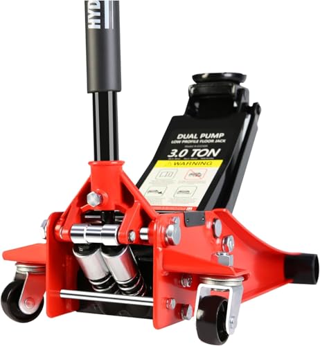 3 Ton Low Profile Floor Jack (Red - 3 Ton(Dual Pump), Lift 3.3"-18.5")