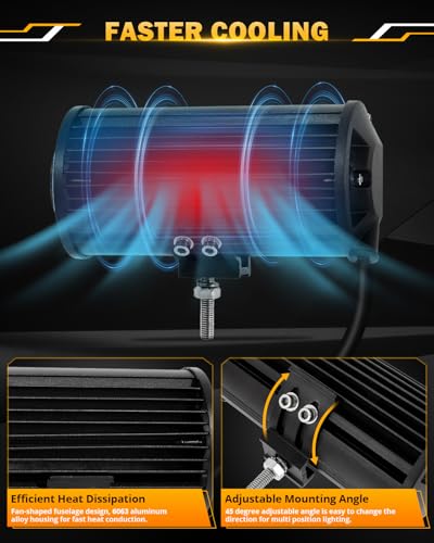 7 Inch LED Light Bar 6 Modes Amber White Series LED Pod Lights (Amber White 7")