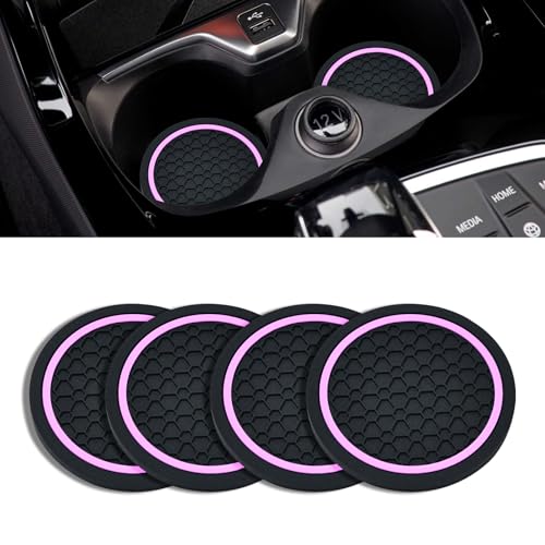 4PCS Car Cup Holder Coasters (Black/Pink)