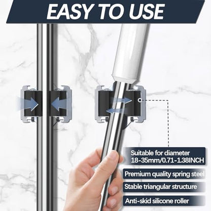15 Pack Mop and Broom Holder Big Size Hanging 1 KG Extra (15 / Matte Black)
