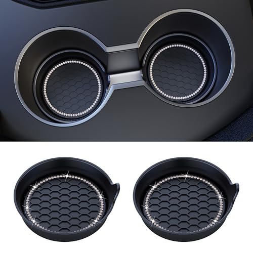 2 Pack Car Cup Holder Coaster Bling Crystal Rhinestone Car Interior (Black / 2 Pack)