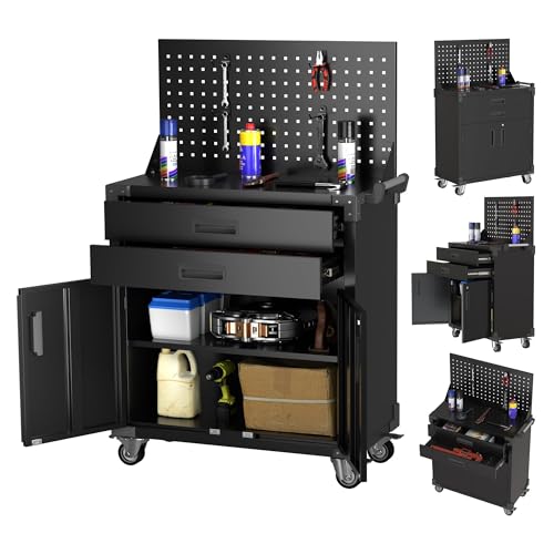 52 Inch Rolling Tool Cart (Black / 16.5"D x 31.5"W x 51.85"H)