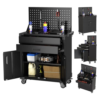 52 Inch Rolling Tool Cart (Black / 16.5"D x 31.5"W x 51.85"H)