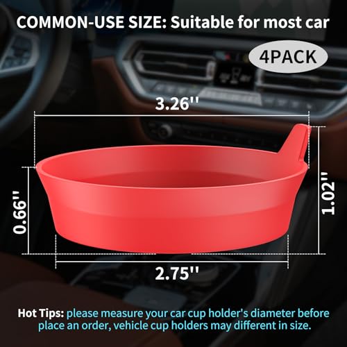 Car Cup Holder Coasters [4 Pack] Silicone Cups Mats (4 Pack-red)