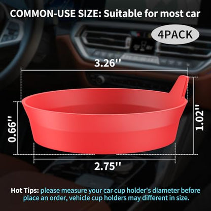 Car Cup Holder Coasters [4 Pack] Silicone Cups Mats (4 Pack-red)