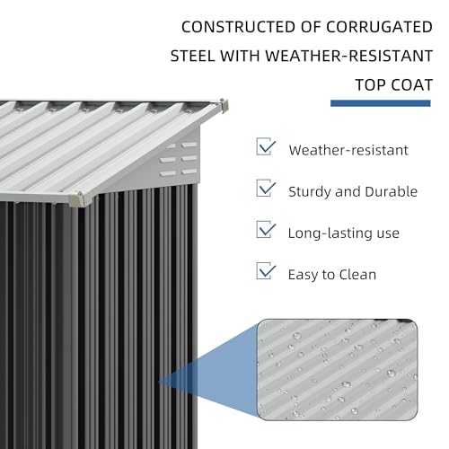 JYQAQA 5x3 FT Outdoor Garden Storage Shed (Dark Gray / 5 x 3 x 6 FT)
