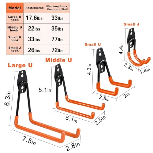 Steel Garage Storage Hooks (32pcs - Orange)