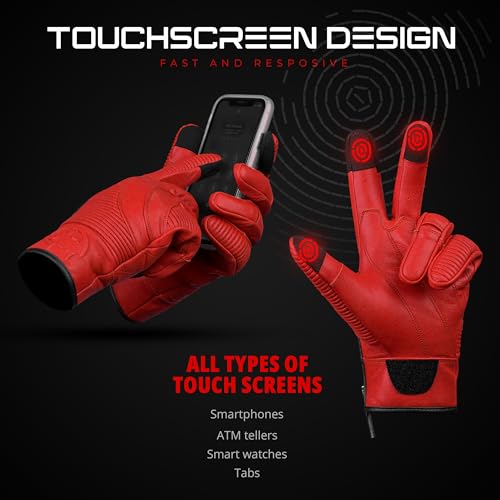 JAG Motorcycle Touchscreen Gloves (Red/Zip / Small)