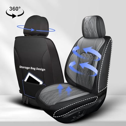 Front Waterproof Leather Seat Covers for Subaru Forester 2007 (067-Black & Grey / 63.Forester-2 Front Seat Covers Only)