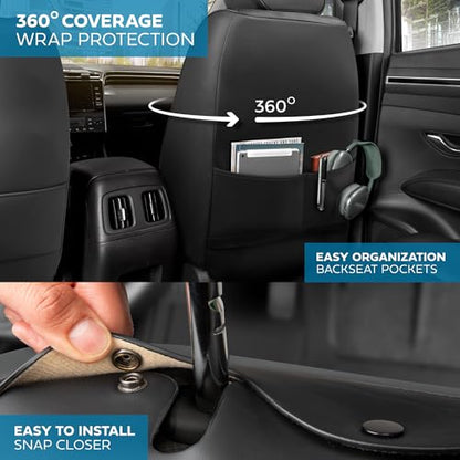 Curated Slate Ridge Napa Leather Seat Covers for Cars & SUVs (Slate Ridge – Set / Full Set)