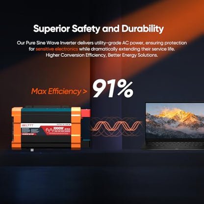 1000Watt Pure Sine Wave Inverter 12V DC to 120V AC (1000W)