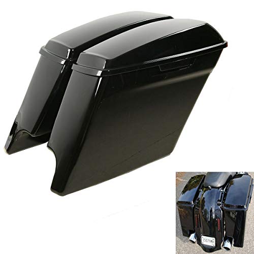 Motorcycle 5" Stretched Saddlebags Fit For Harley Touring 2014 (5" Stretched-Vivid Black W/ No Latches)
