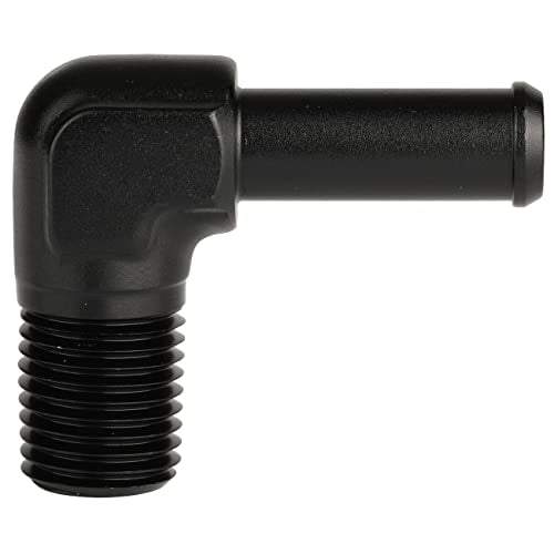 1 4 NPT Male to 3 (1/4 NPT to 3/8 Barb / Black - 90 Degree)
