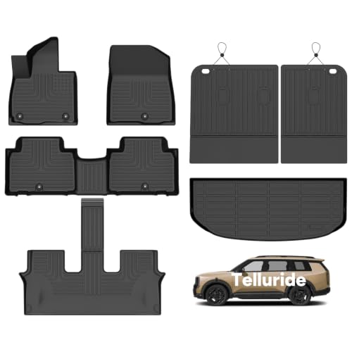 Floor Mats & Seatback Cargo Liner for 2027 Kia Telluride Gas Only (BLACK)
