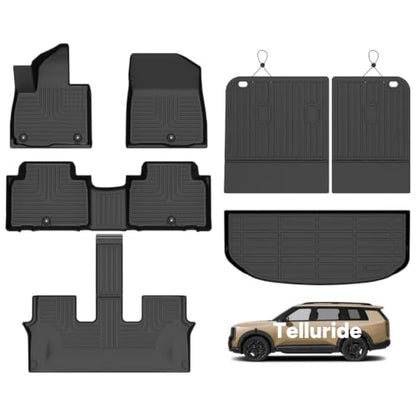 Floor Mats & Seatback Cargo Liner for 2027 Kia Telluride Gas Only (BLACK)