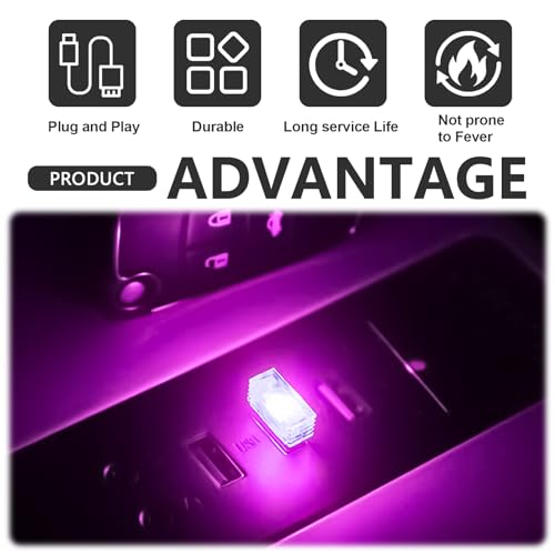 7 Pieces Car Ambient Lighting Kit USB LED Atmosphere Lamp with 7 Color Options Rechargeable Multicolor Interior Night Light for Car Truck Van SUV and Laptop Decor (7pcs)